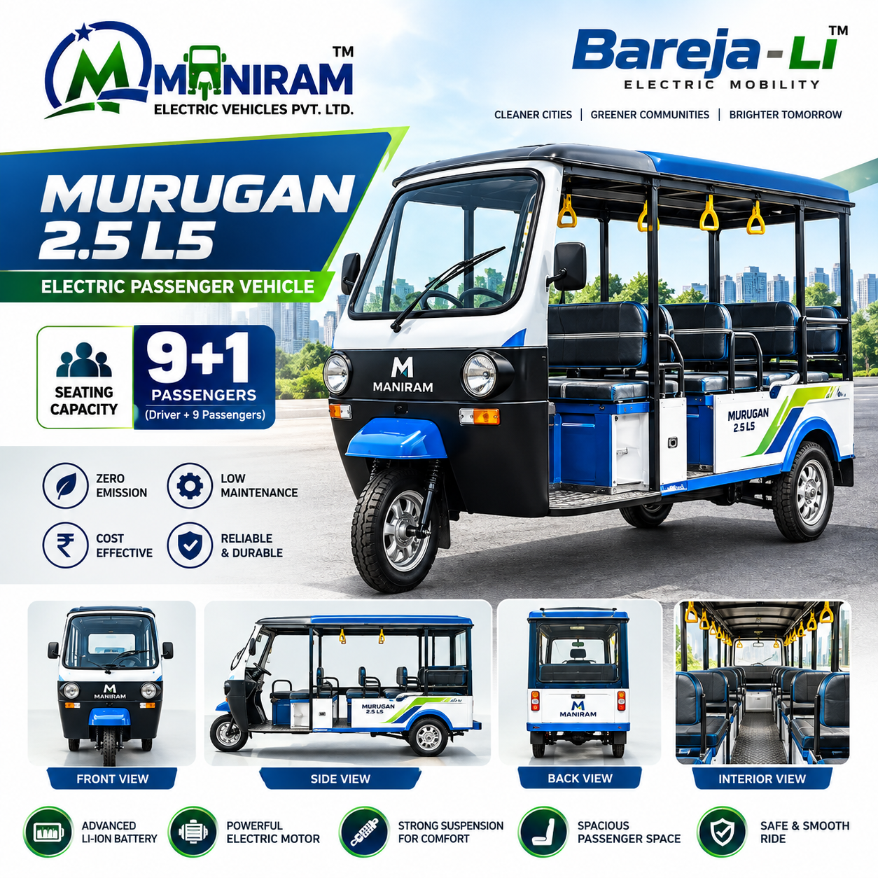 Murugan 2.5 L5 electric vehicle by Bareja Electric Mobility
