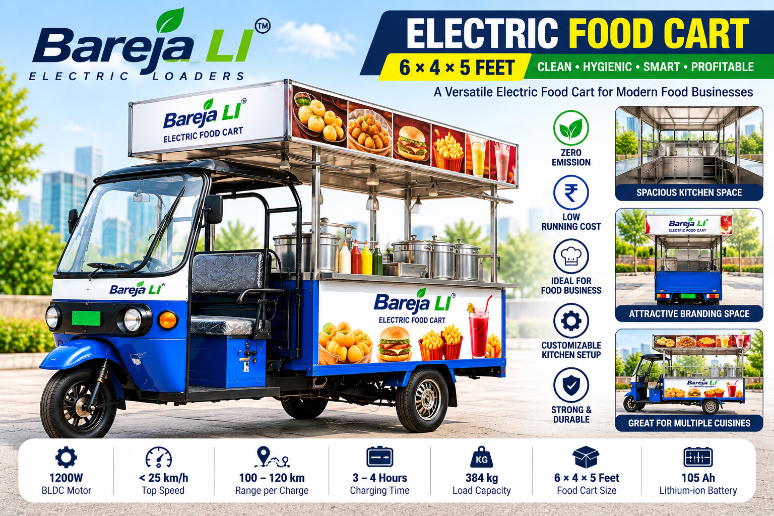 Food Cart (6x4x5) electric vehicle by Bareja Electric Mobility
