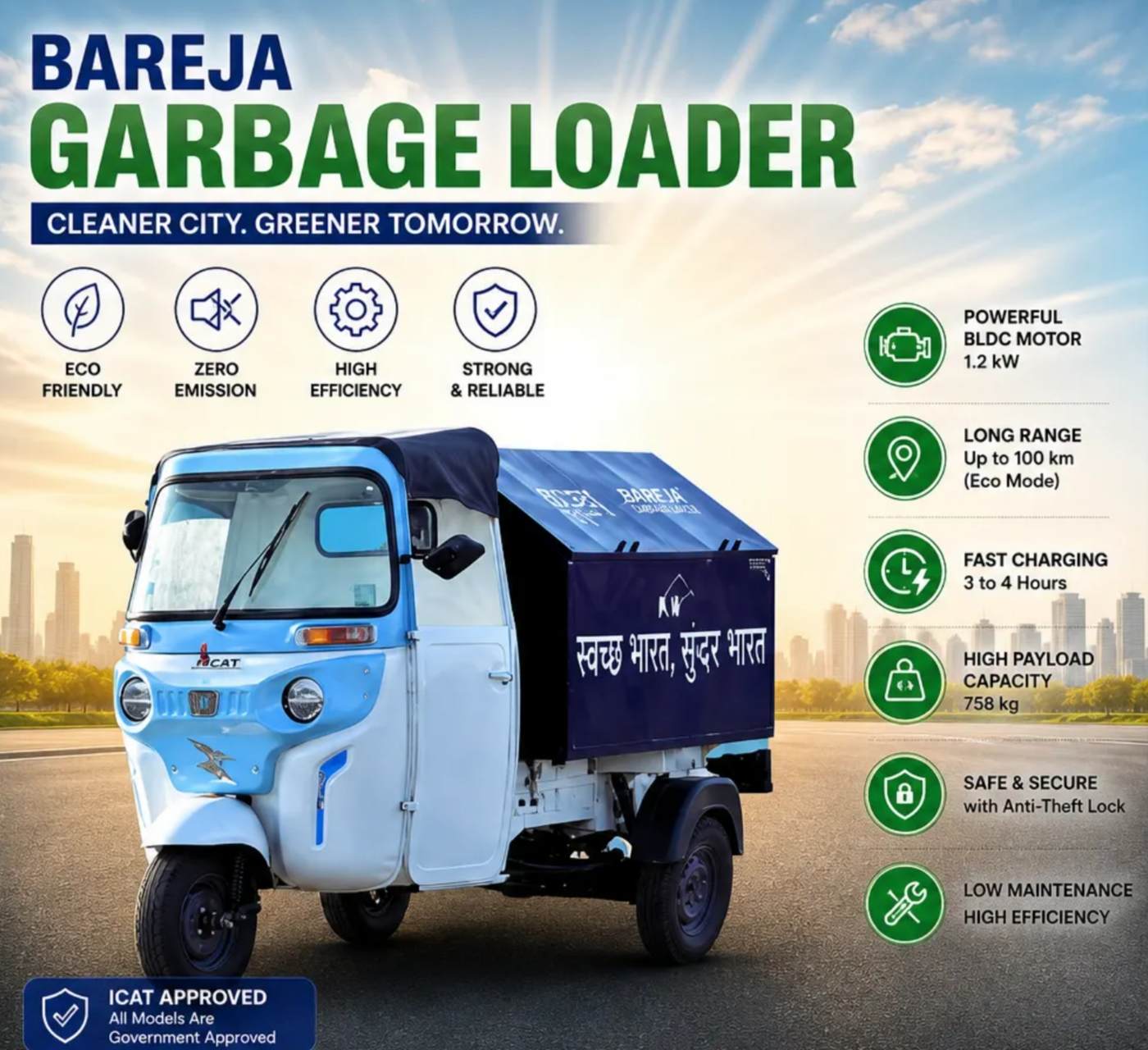 Garbage Loader electric vehicle by Bareja Electric Mobility